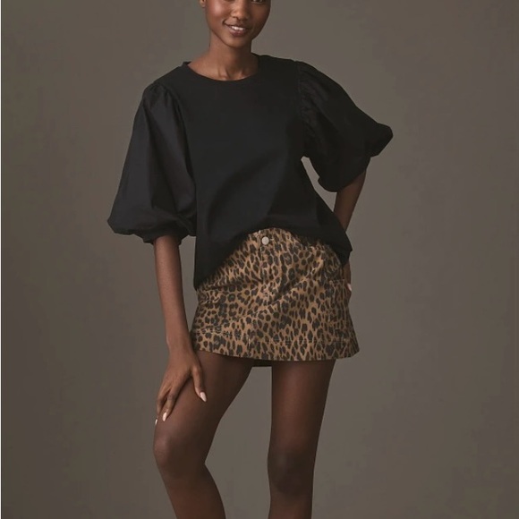 Anthropologie Tops - Anthropologie English Factory black puff sleeve top.